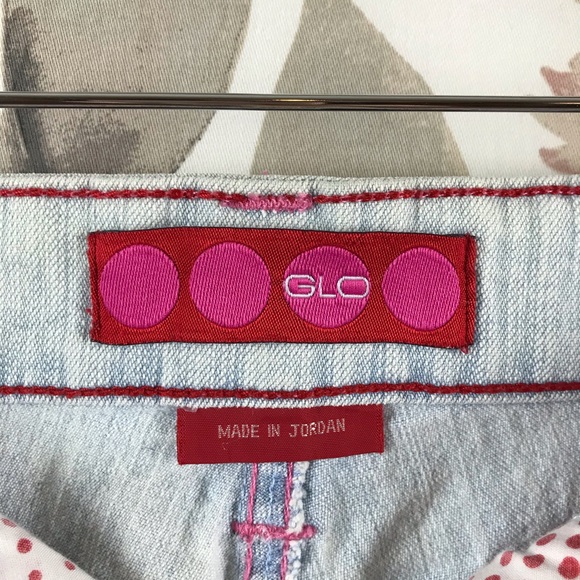 GLO Mini Stretch 5 Pocket Light Wash Blue Denim Jean Shorts 5 - Picture 10 of 15